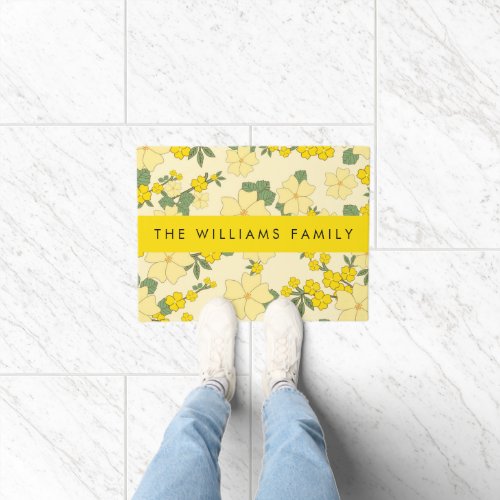 Yellow Flowers Pattern Of Flowers Your Name Doormat