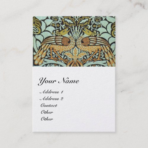 YELLOW FLOWERSPEACOCKSDRAGONS MONOGRAM Pearl Business Card