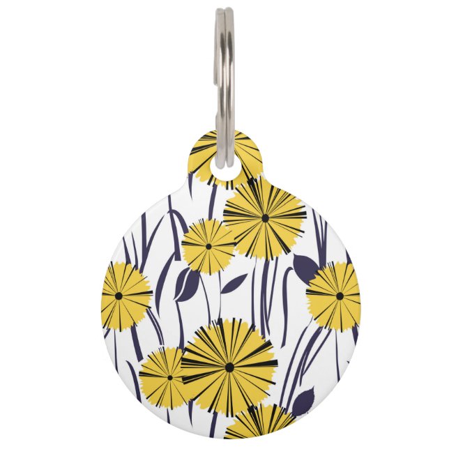 Yellow flowers pet ID tag (Front)
