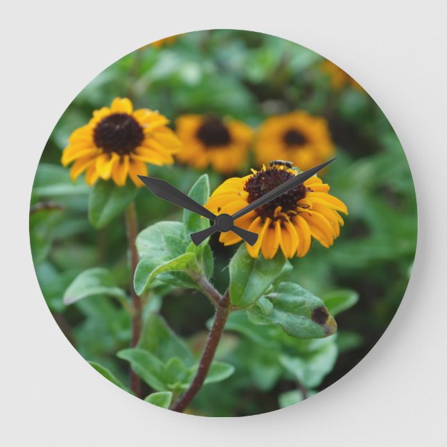Yellow Flowers Photo Round (Large) Wall Clock (Front)