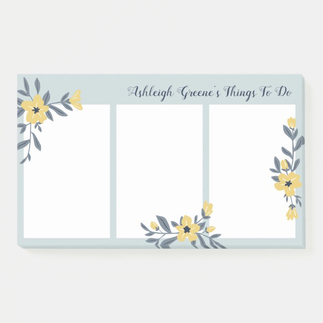 Yellow Flowers Pretty Things To Do Post-it Notes (Front)