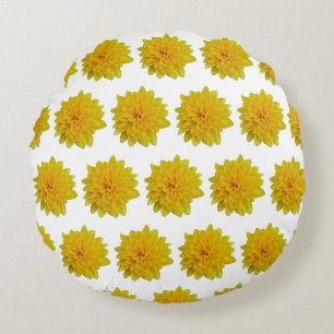 Yellow flowers round pillow
