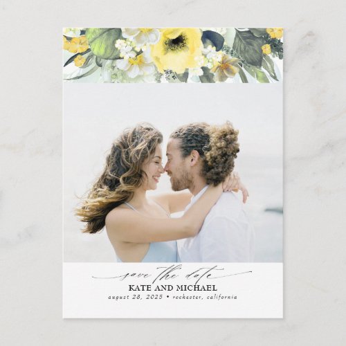 Yellow Flowers Save the Date Photo Announcement Postcard