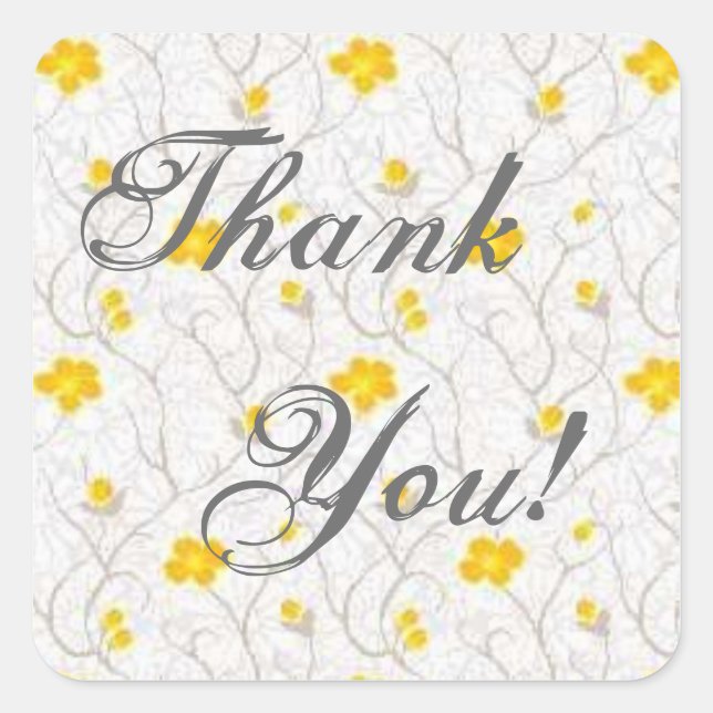 Yellow Flowers - Thank You Stickers (Front)