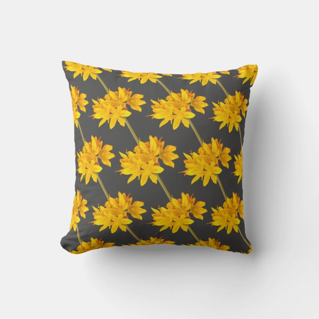 Yellow Flowers Throw Pillow (Front)