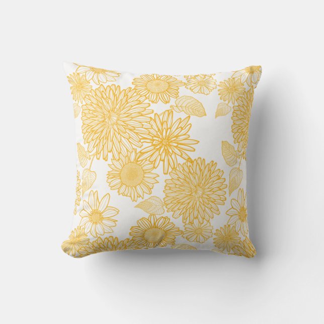 Yellow Flowers  Throw Pillow (Front)
