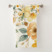 Yellow Flowers Watercolor Botanical Floral