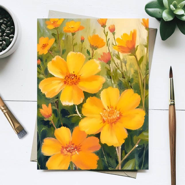 Yellow Flowers Watercolor Floral Field Card (Creator Uploaded)