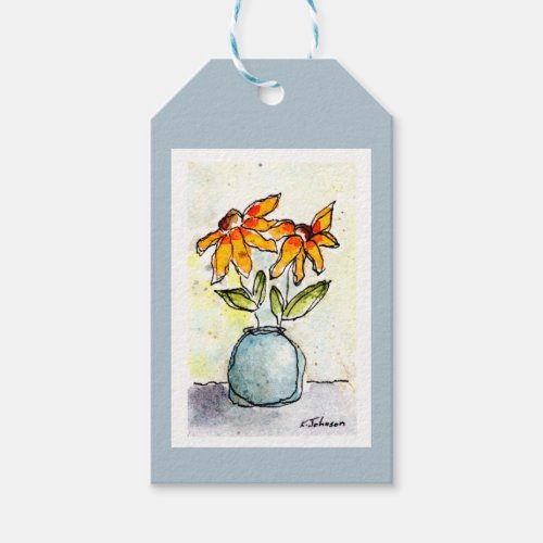 Yellow Flowers Watercolor Gift Tags