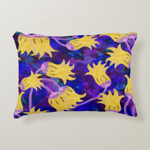 Yellow flowers watercolor seamless pattern accent pillow