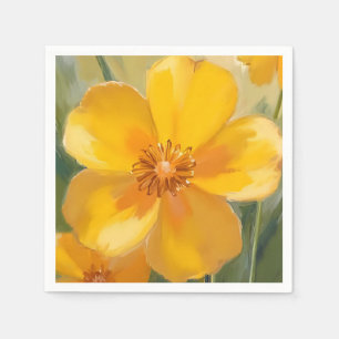 Yellow Flowers Watercolor Spring Painting Floral Napkins