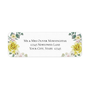 Yellow Flowers Wedding Label