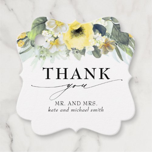 Yellow Flowers Wedding Thank You Favor Tags