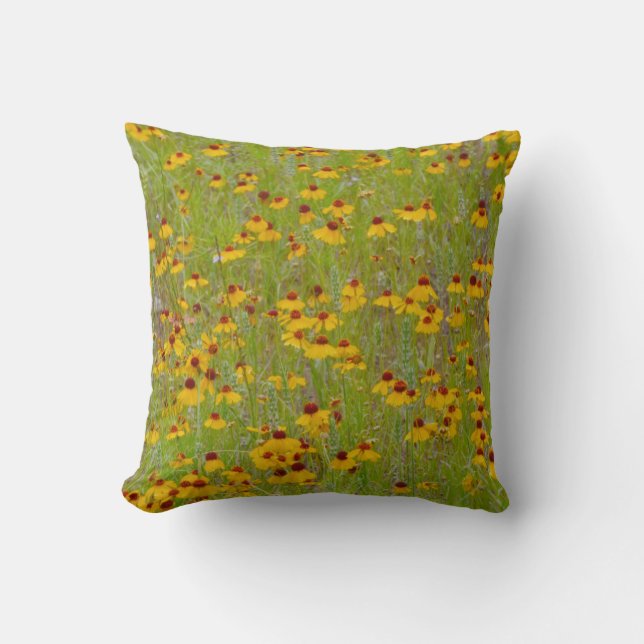 Yellow flowers Wildflower Art Pillow (Front)
