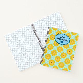 Yellow Flowers with Blue Dots Notebook