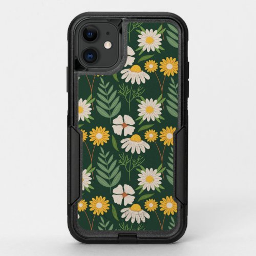 Yellow flowers with green leaves OtterBox commuter iPhone 11 case