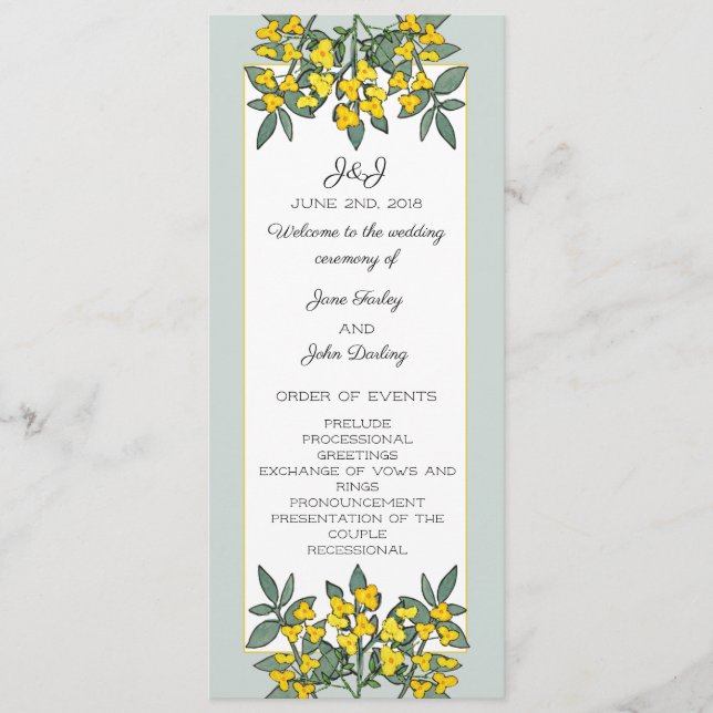 Yellow Flowers with Mint Accent Program (Front)