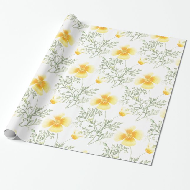 Yellow Flowers Wrapping Paper (Unrolled)