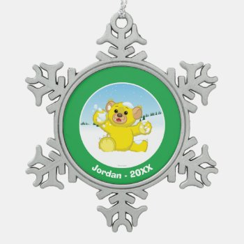 Yellow Fluffy Cub Snowflake Pewter Christmas Ornament by webkinz at Zazzle