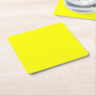 Yellow Fluo Neon Color Customize This! Square Paper Coaster