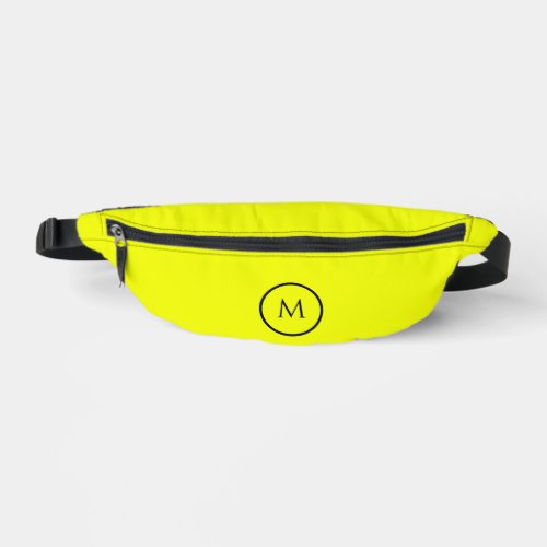 Yellow fluorescent neon one color monogram letter  fanny pack