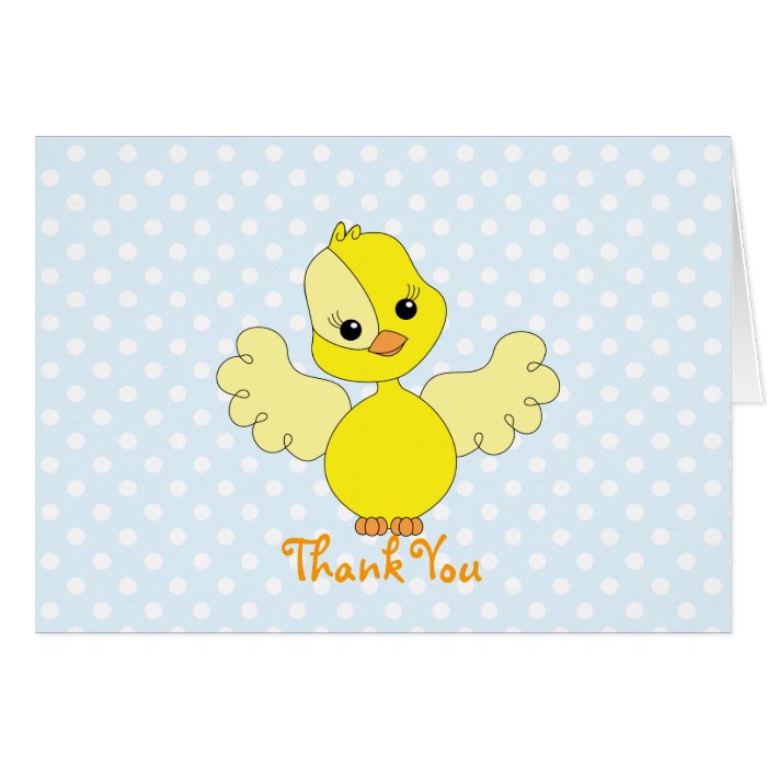Yellow Flutter Bird Thank You Note Greeting Cards