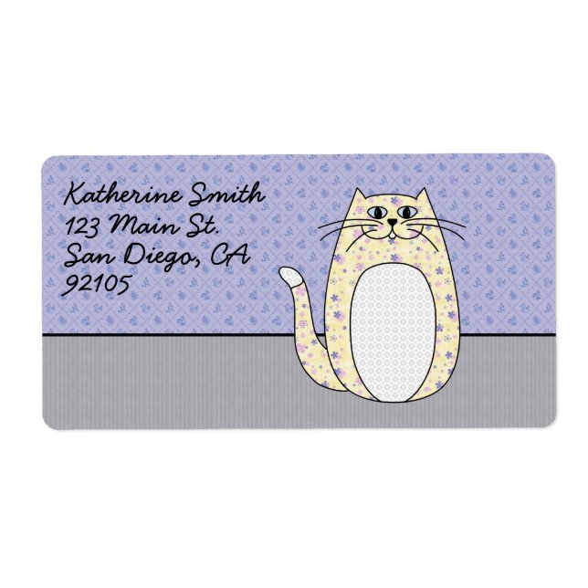 'Yellow Folk Art Cat' Label (Front)