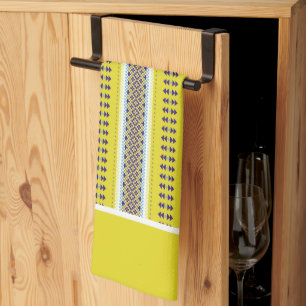 Yellow Folk Art Kitchen Towel