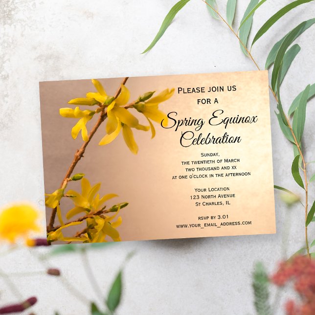 Yellow Forsythia Flower Spring Equinox Celebration Invitation (Creator Uploaded)