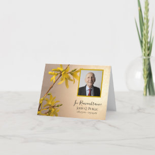 Yellow Forsythia Flowers Funeral Memorial Sympathy Letterpress Thank You Card