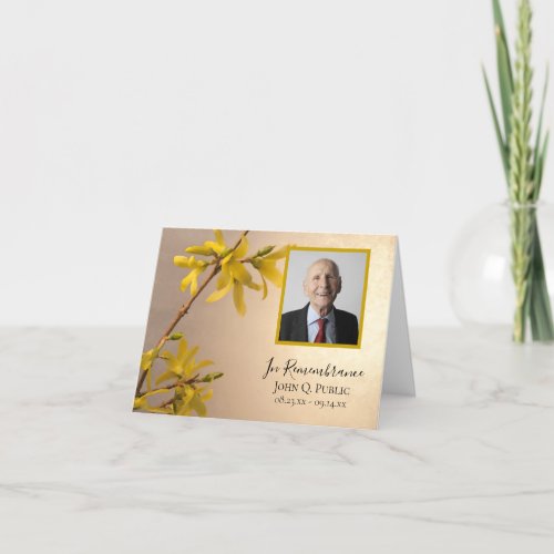 Yellow Forsythia Flowers Funeral Memorial Sympathy Thank You Card