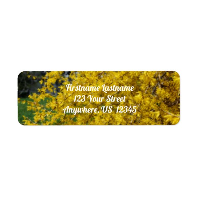Yellow Forsythia Flowers Orton Effect Address Label (Front)
