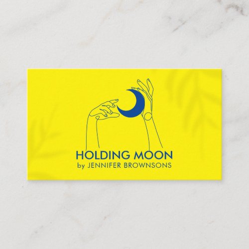 Yellow Fortune Teller Touch Moon Crescent Hand Business Card