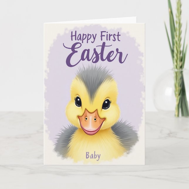 Yellow Fowl Easter Baby Card (Front)