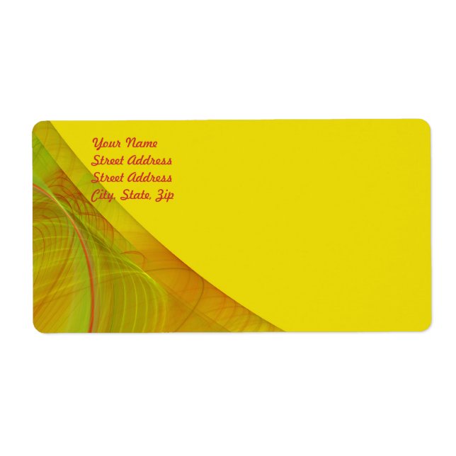 Yellow Fractal Background Shipping Label (Front)