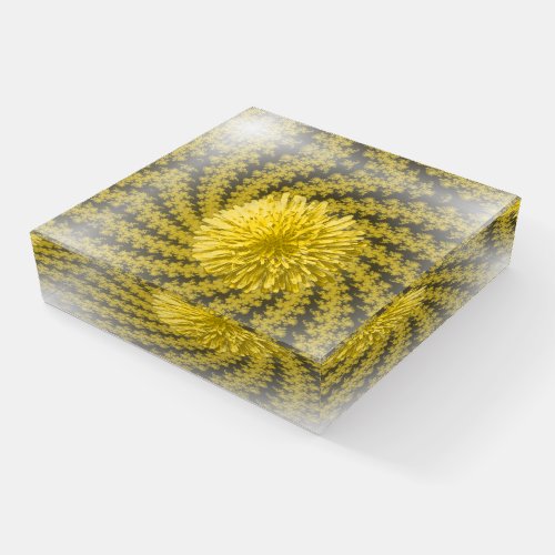 Yellow Fractal Dandelion Paperweight