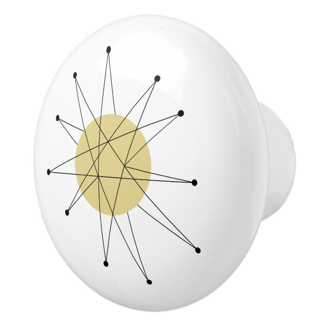 Yellow Franciscan Starburst Mid Century Modern Ceramic Knob (Right)