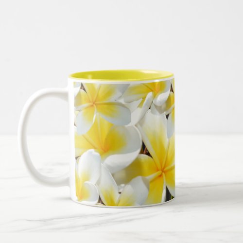 Yellow Frangipani Bouquet Two_Tone Coffee Mug
