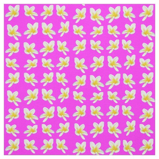 Yellow Frangipani Flowers On Pink, Fabric