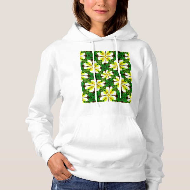 Yellow Frangipani Pattern Hoodie (Front)