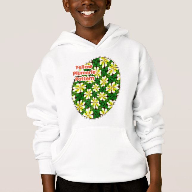 Yellow Frangipani Pattern Hoodie (Front)