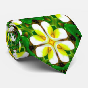 Yellow Frangipani Pattern Neck Tie