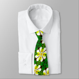 Yellow Frangipani Pattern Neck Tie