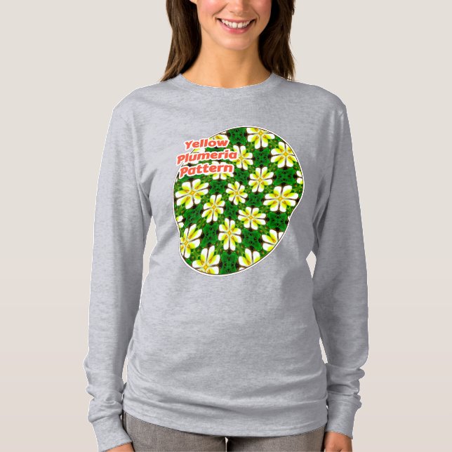 Yellow Frangipani Pattern T-Shirt (Front)