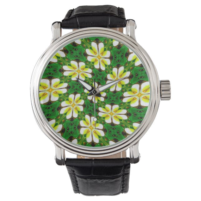 Yellow Frangipani Pattern Watch (Front)