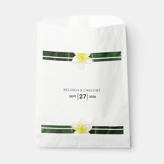 Yellow Frangipani Plumeria Wedding  Favor Bag (Front)