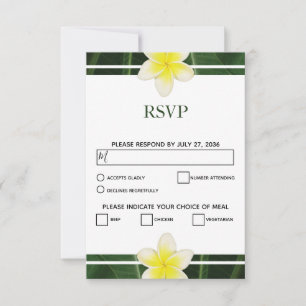 Yellow Frangipani Plumeria Wedding RSVP Cards