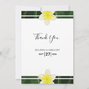 Yellow Frangipani Plumeria Wedding Thank You Card
