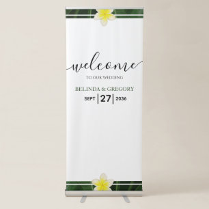 Yellow Frangipani Plumeria Wedding Welcome Sign