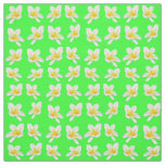 Yellow Frangipanis On Green  Cotton Material Fabric